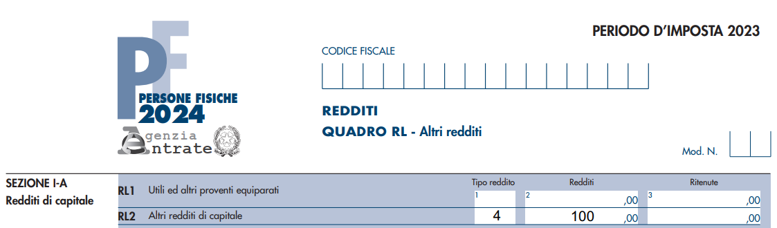 Modello Redditi PF 2024 – RL2