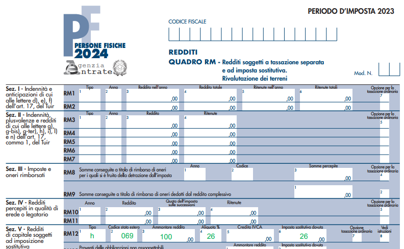 Modello Redditi PF 2024 – RM12